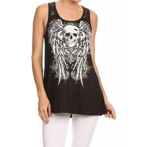 Black Skull Graphic Tank Top. Size S